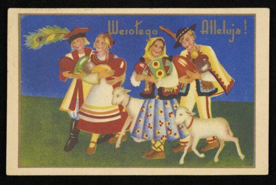 Pocztówka świąteczna z 1934 r. Źródło: Polona
