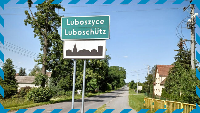 Dwujęzyczne tablice w Luboszycach, gm. Łubniany, pow. opolski, Górny Śląsk. Fot. Iwona Wylęgała 2025